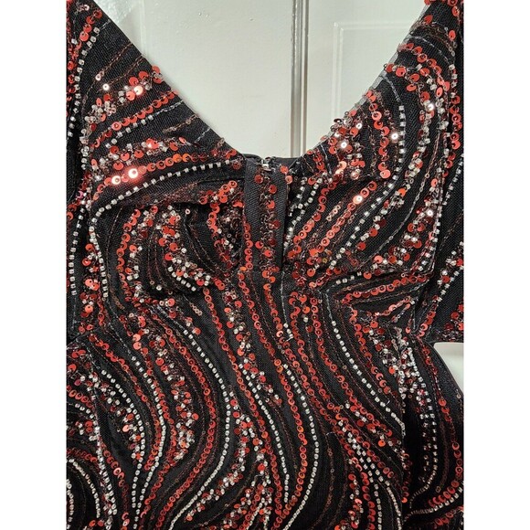 GUESS Women's Taryn Sequinned Side-Cutout Cocktail Dress Size 12 - Picture 9 of 13